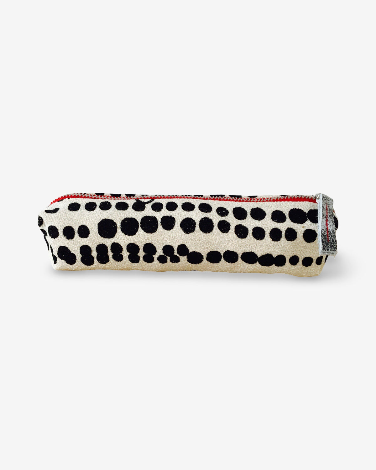 Round Pencil Zipper Bag | Black Dots