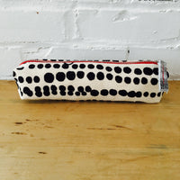 Round Pencil Zipper Bag | Black Dots
