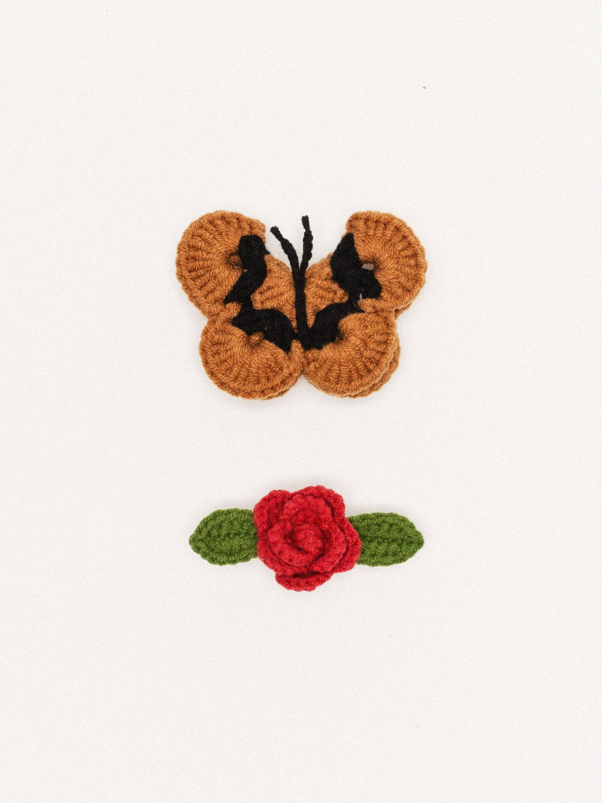 Butterfly Garden Crochet Hair Clips | Red