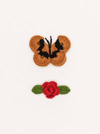 Butterfly Garden Crochet Hair Clips | Red