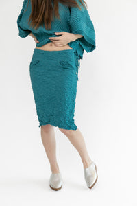 Moth Pencil Skirt | Teal