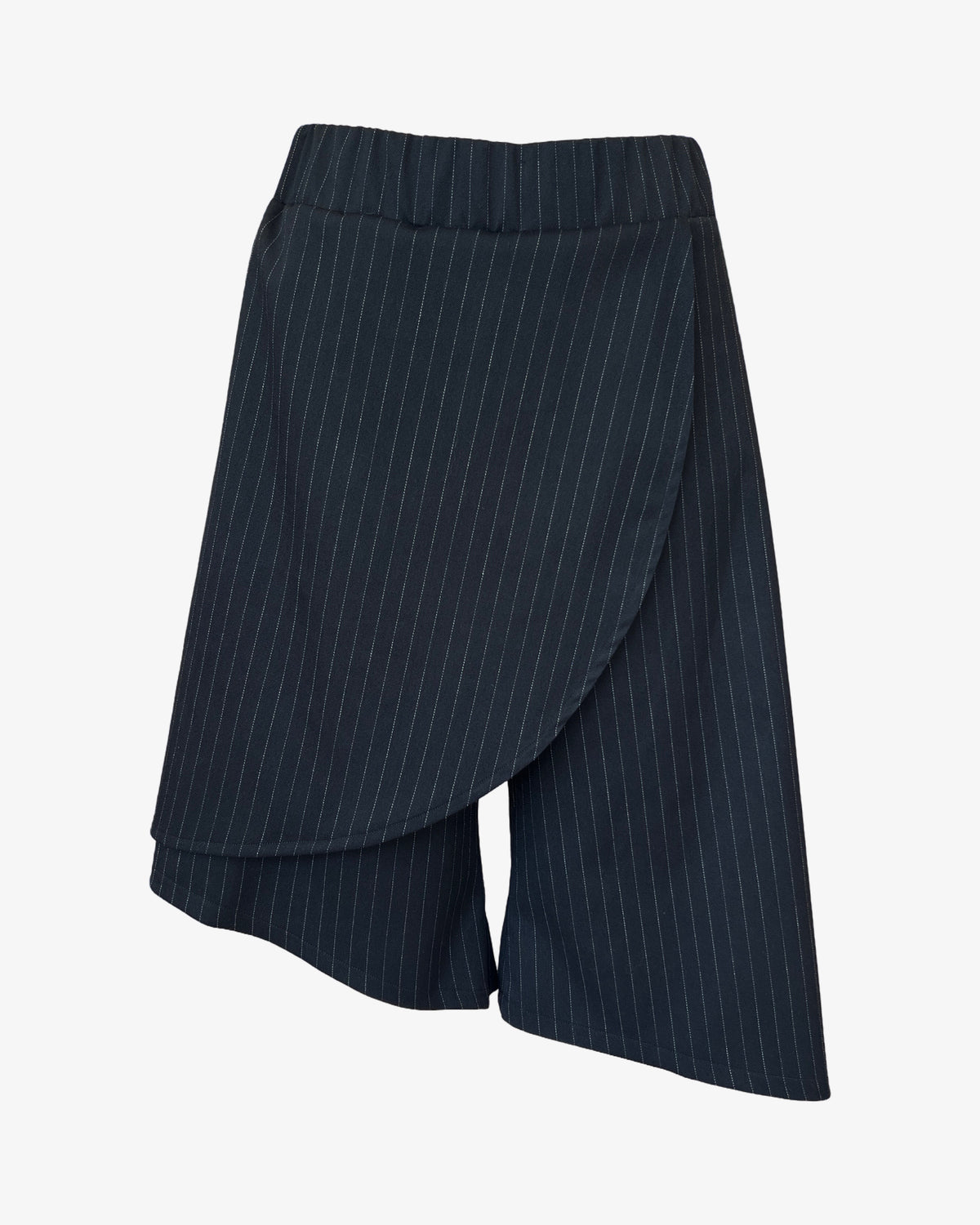Asymmetrical Knee Skort | B/W Pinstripe