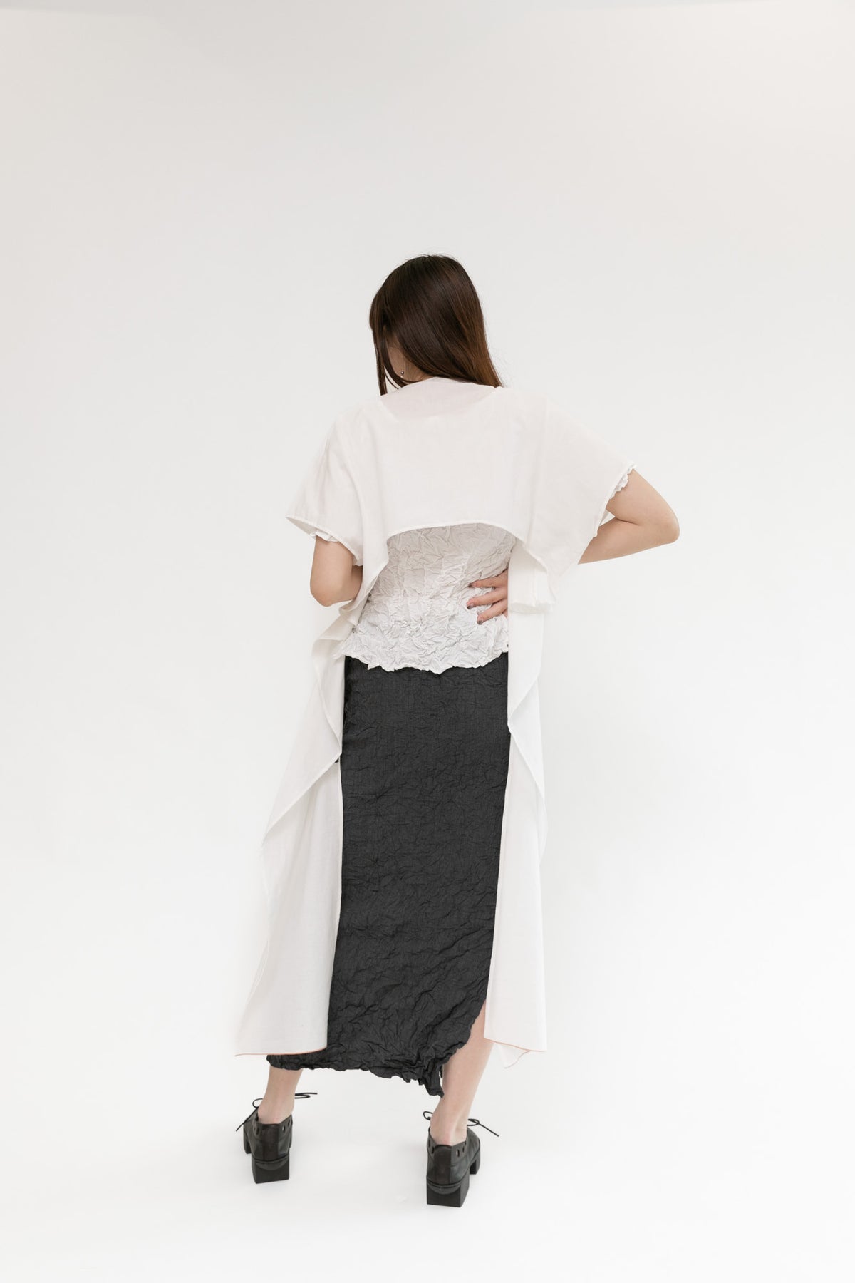 Selvedge Dolman Wrap | White