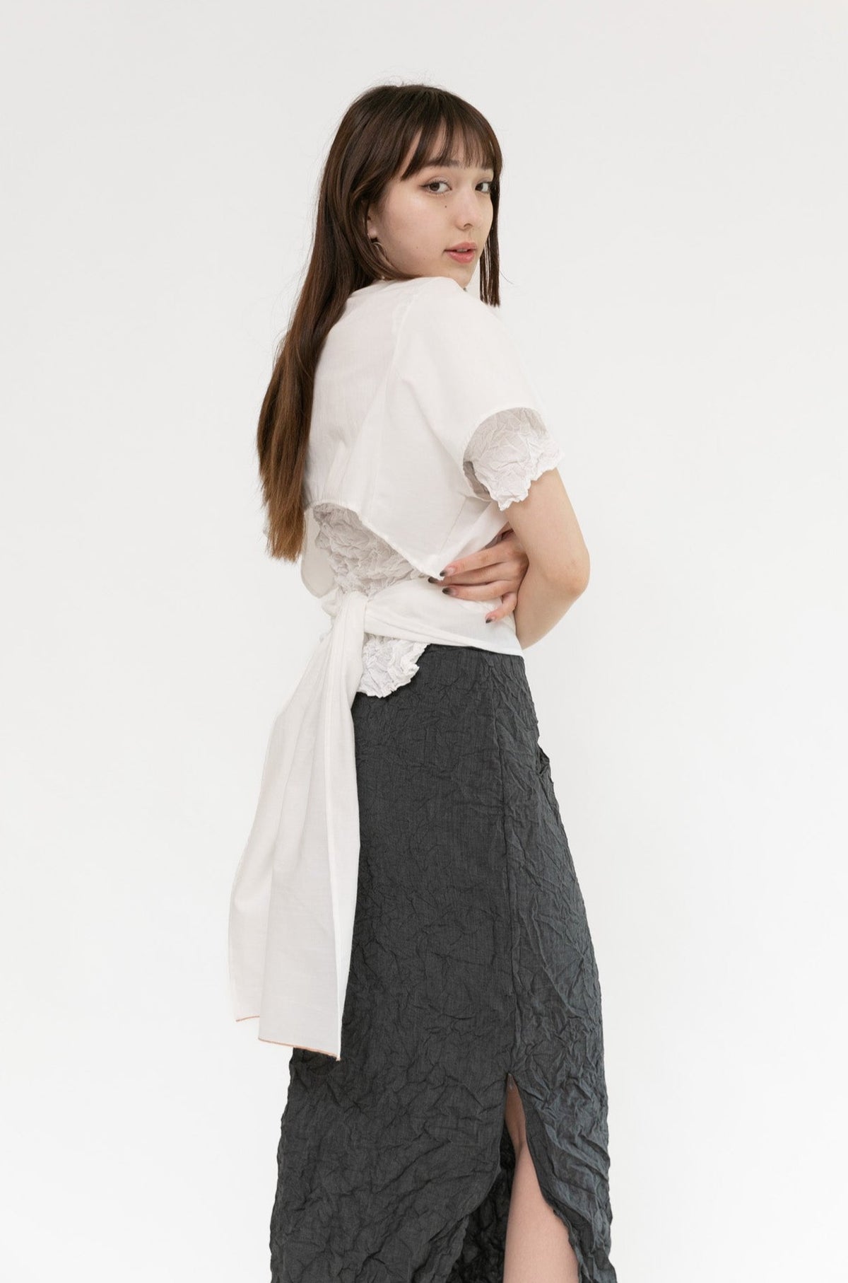 Selvedge Dolman Wrap | White