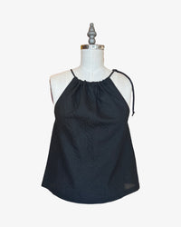 Seersucker Bias Halter Top | Black Bubble