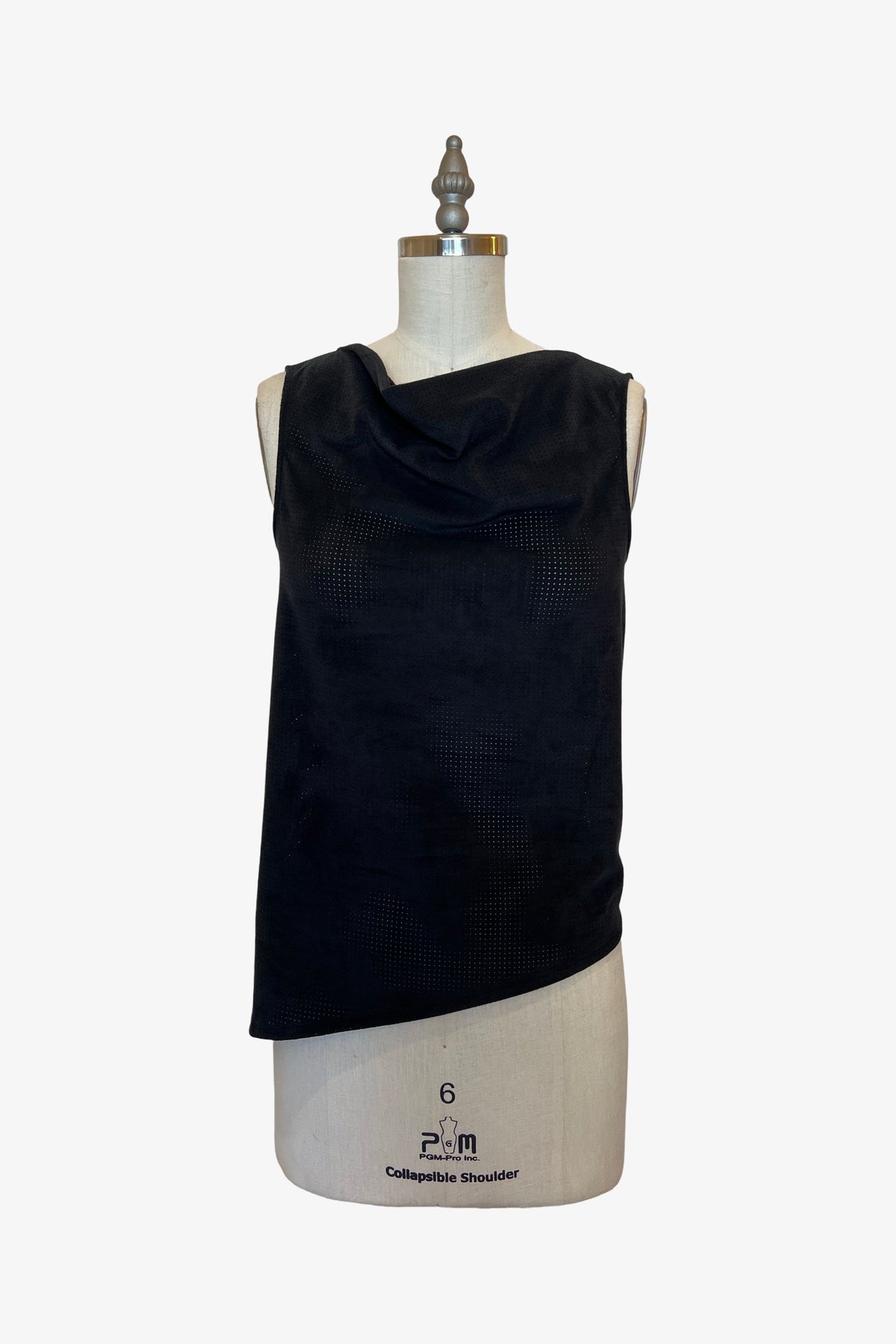 S/L Trapezoid Top | Black Perforated Ultrasuede
