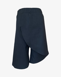 Asymmetrical Knee Skort | B/W Pinstripe