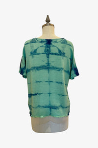 SALE Linen Sara Top | Indigo Mint Tie Dye