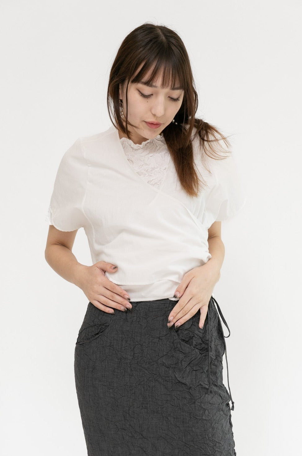 Selvedge Dolman Wrap | White