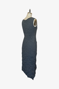 Moth Long Asymmetrical Dress | Steel