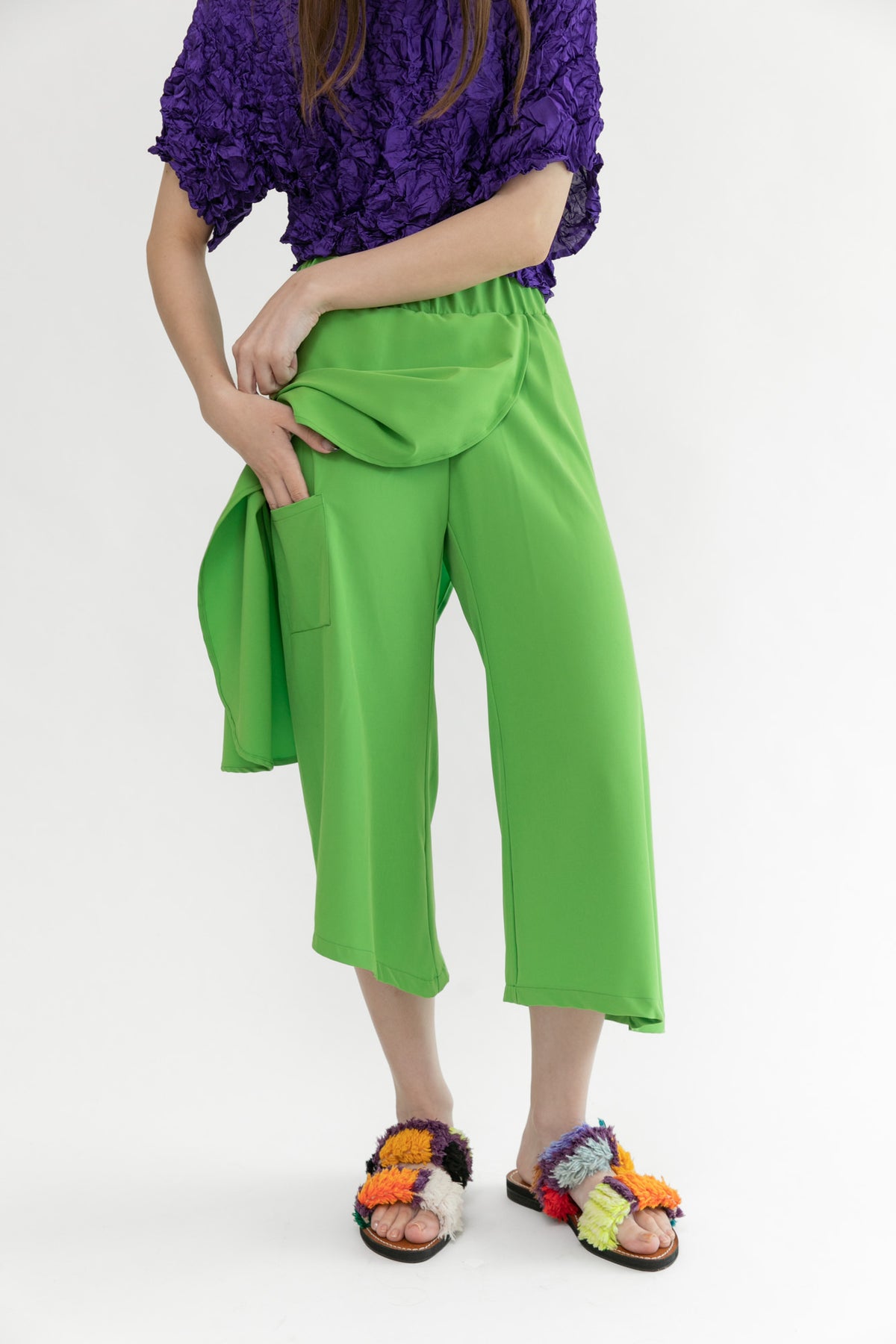 SALE Long Asymmetrical Skort V2 | Techno Lime