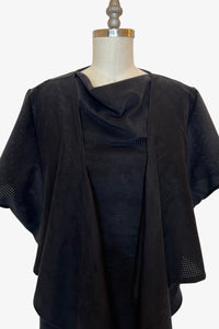 S/L Trapezoid Top | Black Perforated Ultrasuede