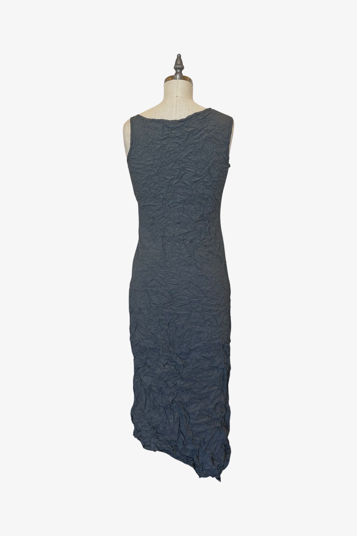 Moth Long Asymmetrical Dress | Steel