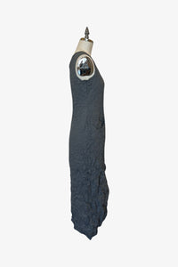 Moth Long Asymmetrical Dress | Steel