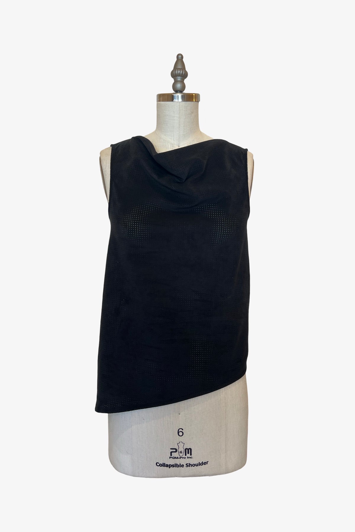 S/L Trapezoid Top | Black Perforated Ultrasuede