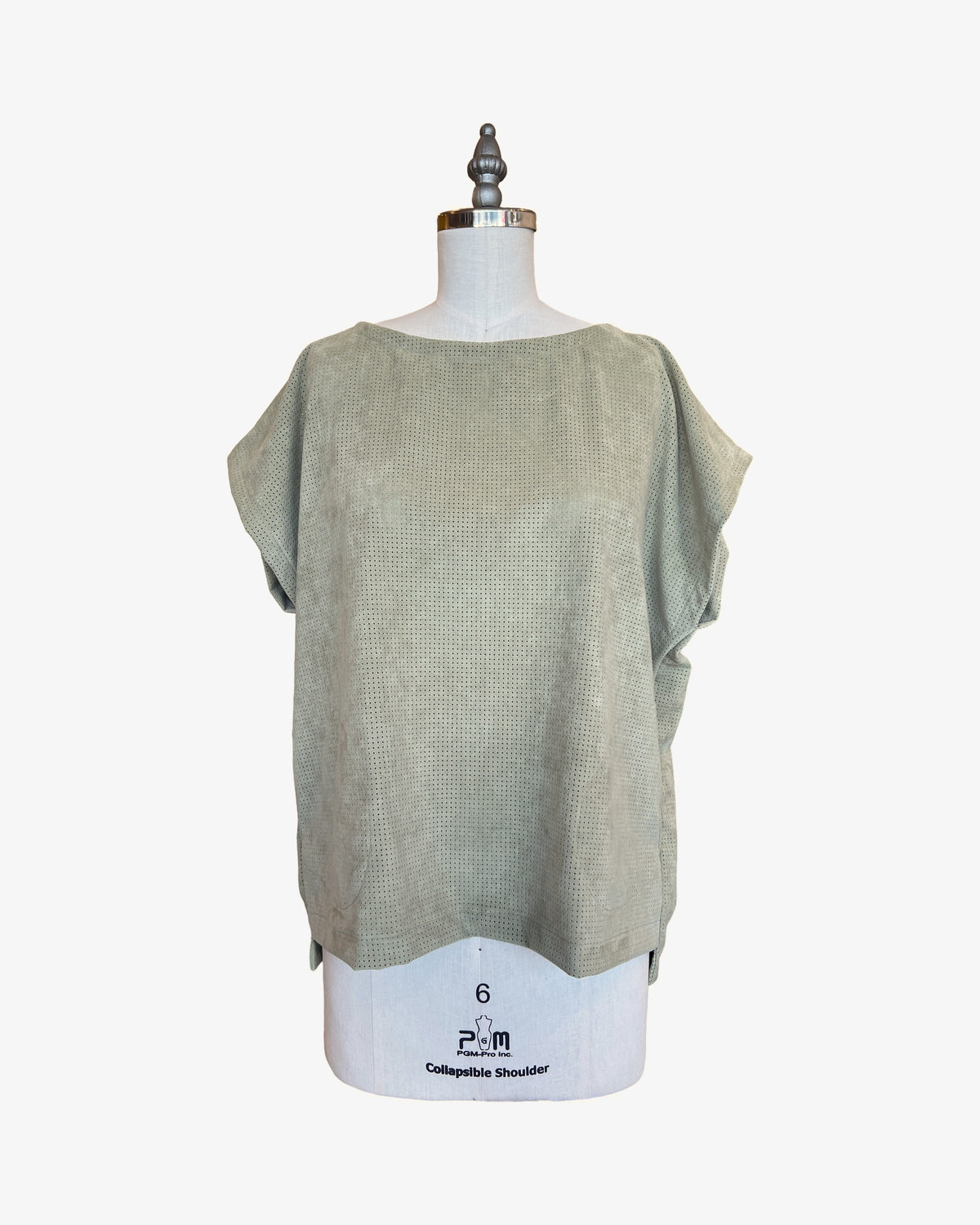 Box Top | Sage Perforated Ultrasuede