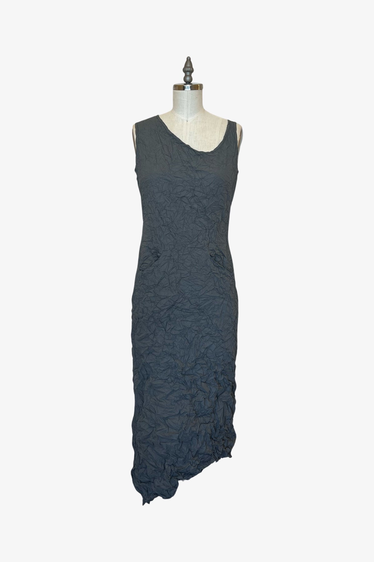 Moth Long Asymmetrical Dress | Steel