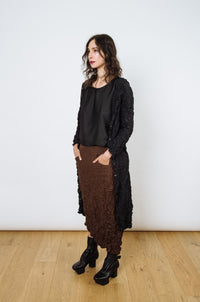 Moth Asymmetrical Long Skirt | Chocolate