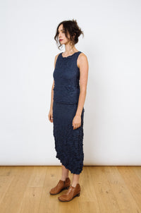 Moth Asymmetrical Long Skirt | Navy