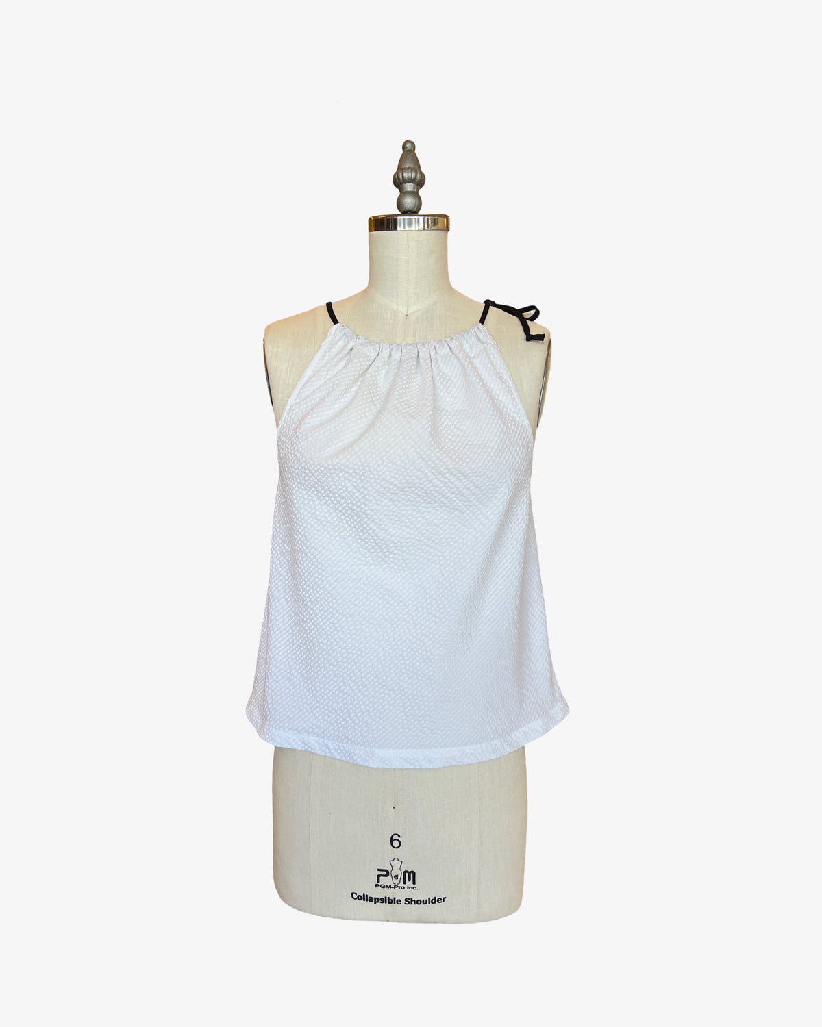 Seersucker Bias Halter Top | Optic White