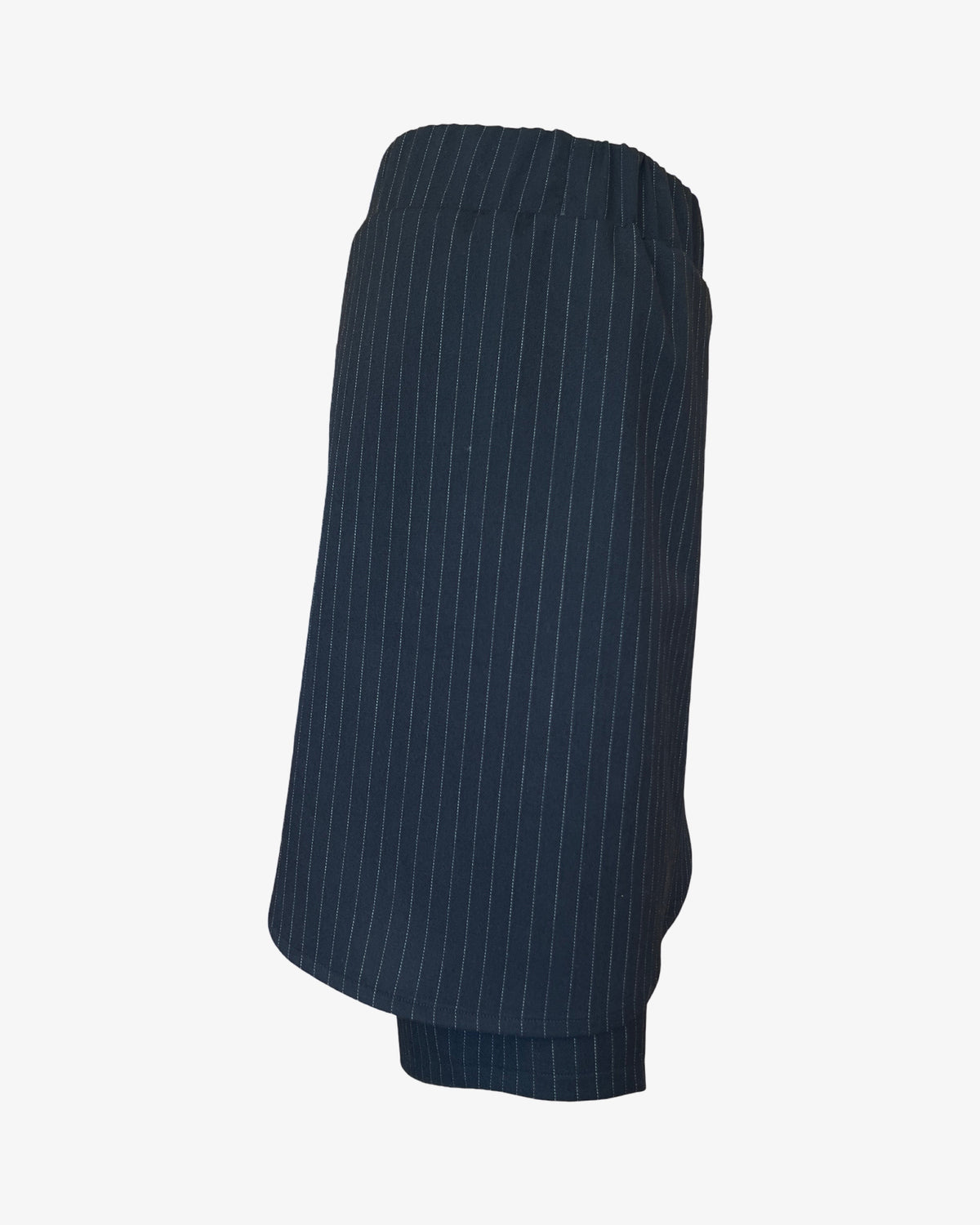 Asymmetrical Knee Skort | B/W Pinstripe