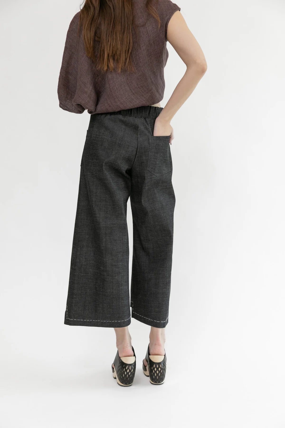 Step Stitch Crop Pants V2 | Indigo Denim+White