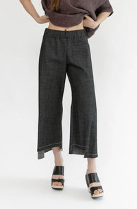 Step Stitch Crop Pants V2 | Indigo Denim+White