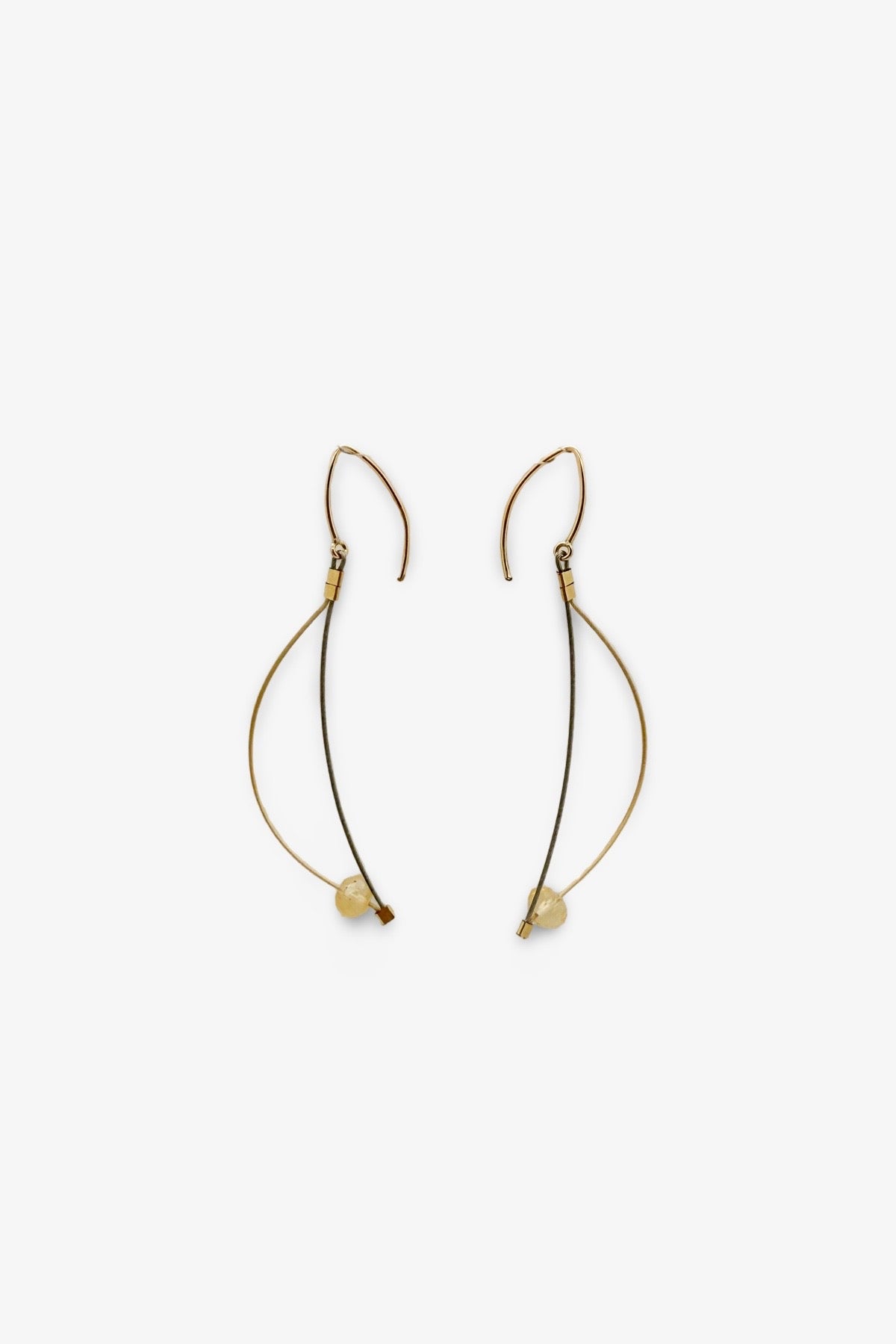 Half Moon Hook Earrings | Citrine/Steel/Gold