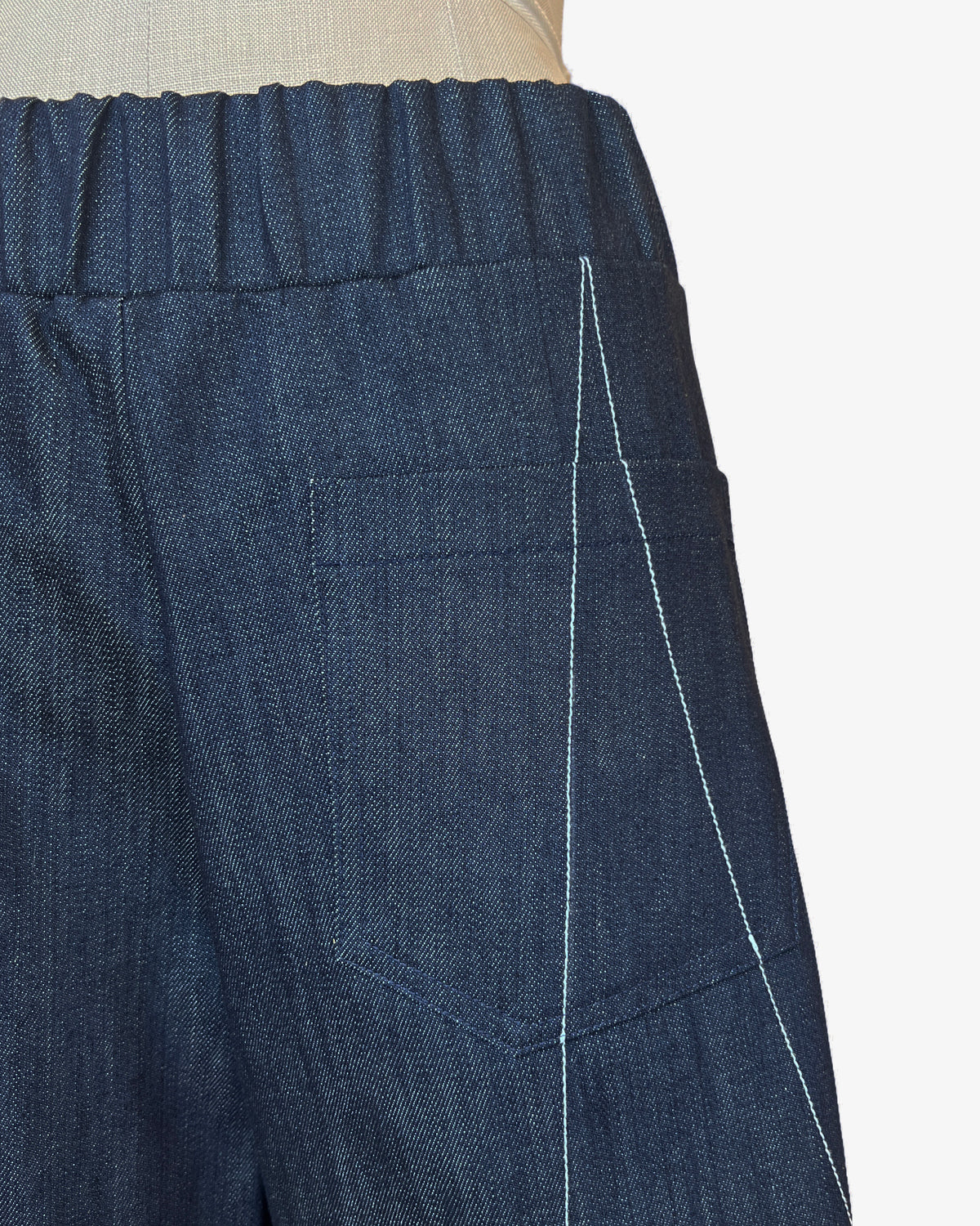 Scribble Step Stitch Pants V2 | Indigo Denim