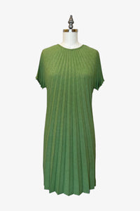 Reversible V-neck Sunburst Dress | Matcha