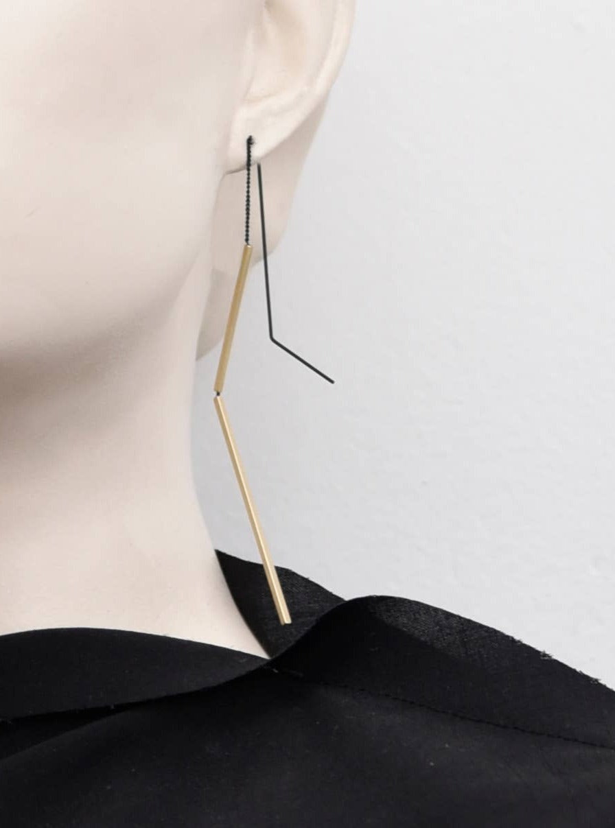 Bracket Earrings | Black Gold