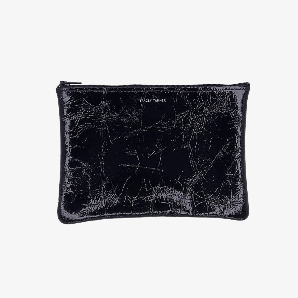 Medium Zip Pouch | Foil Black