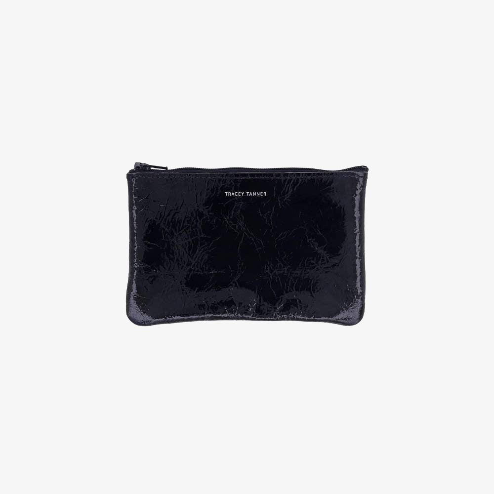 Small Zip Pouch | Foil Black