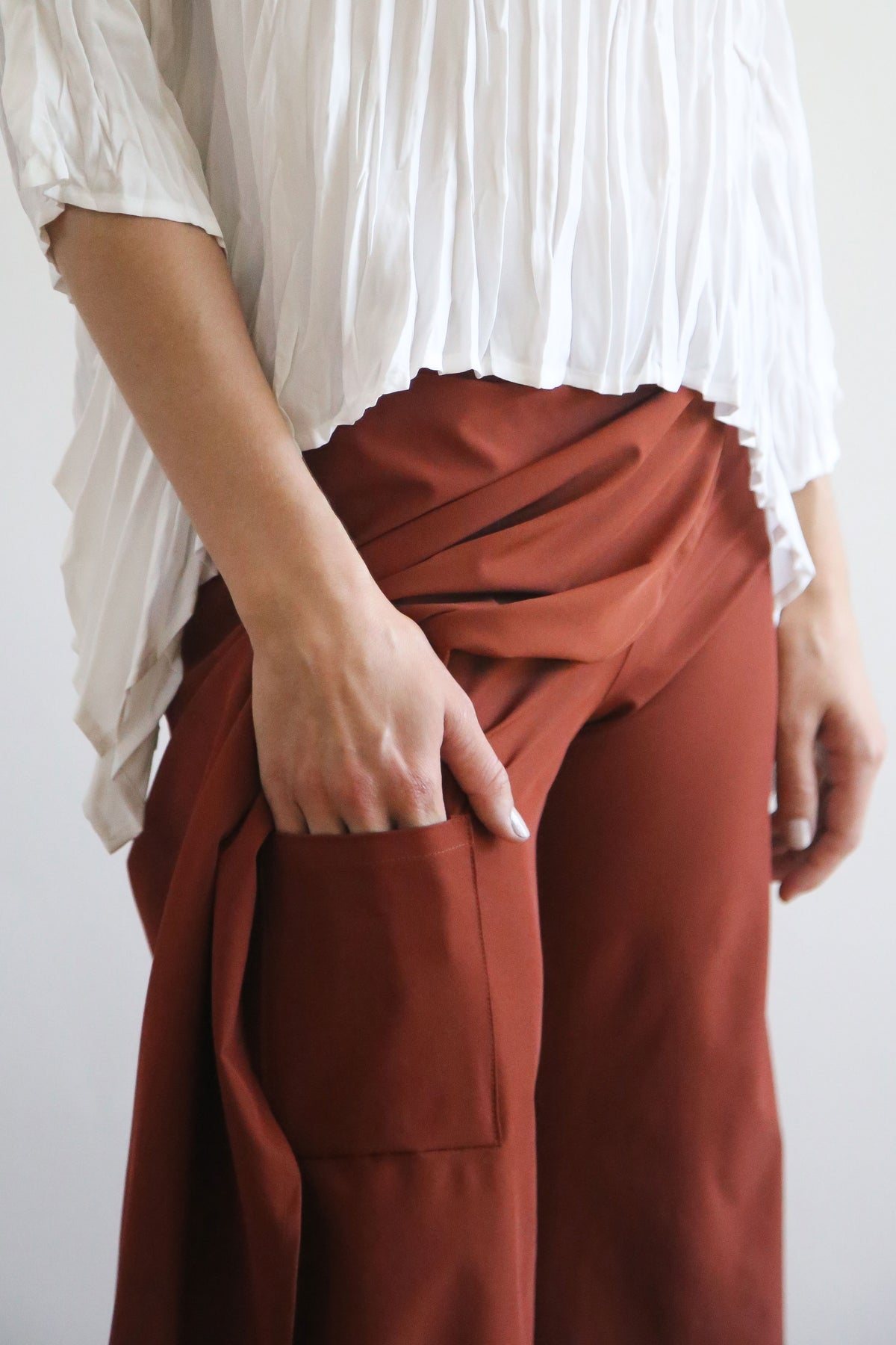 Long Asymmetrical Skort V2 | Techno Terracotta