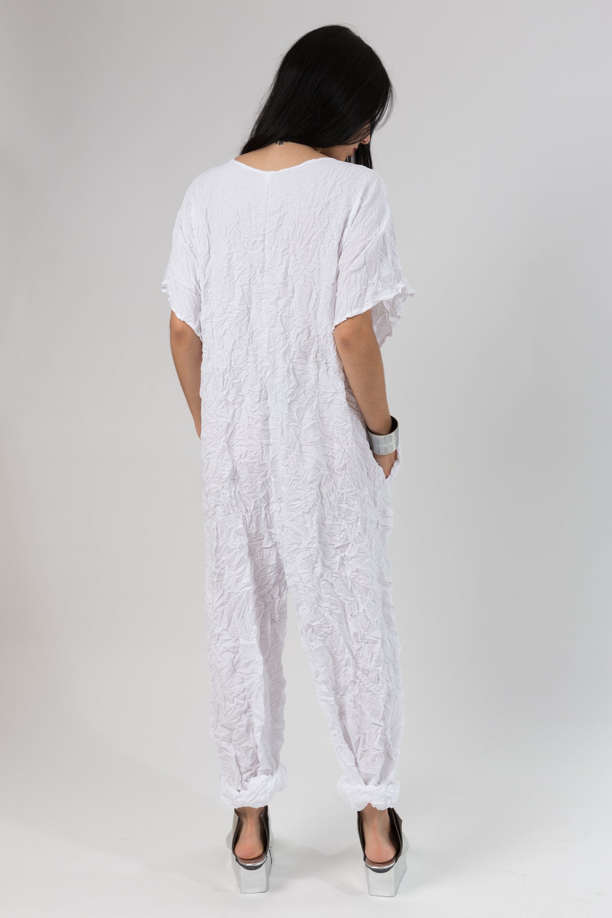 white short sleeve jumpsuit