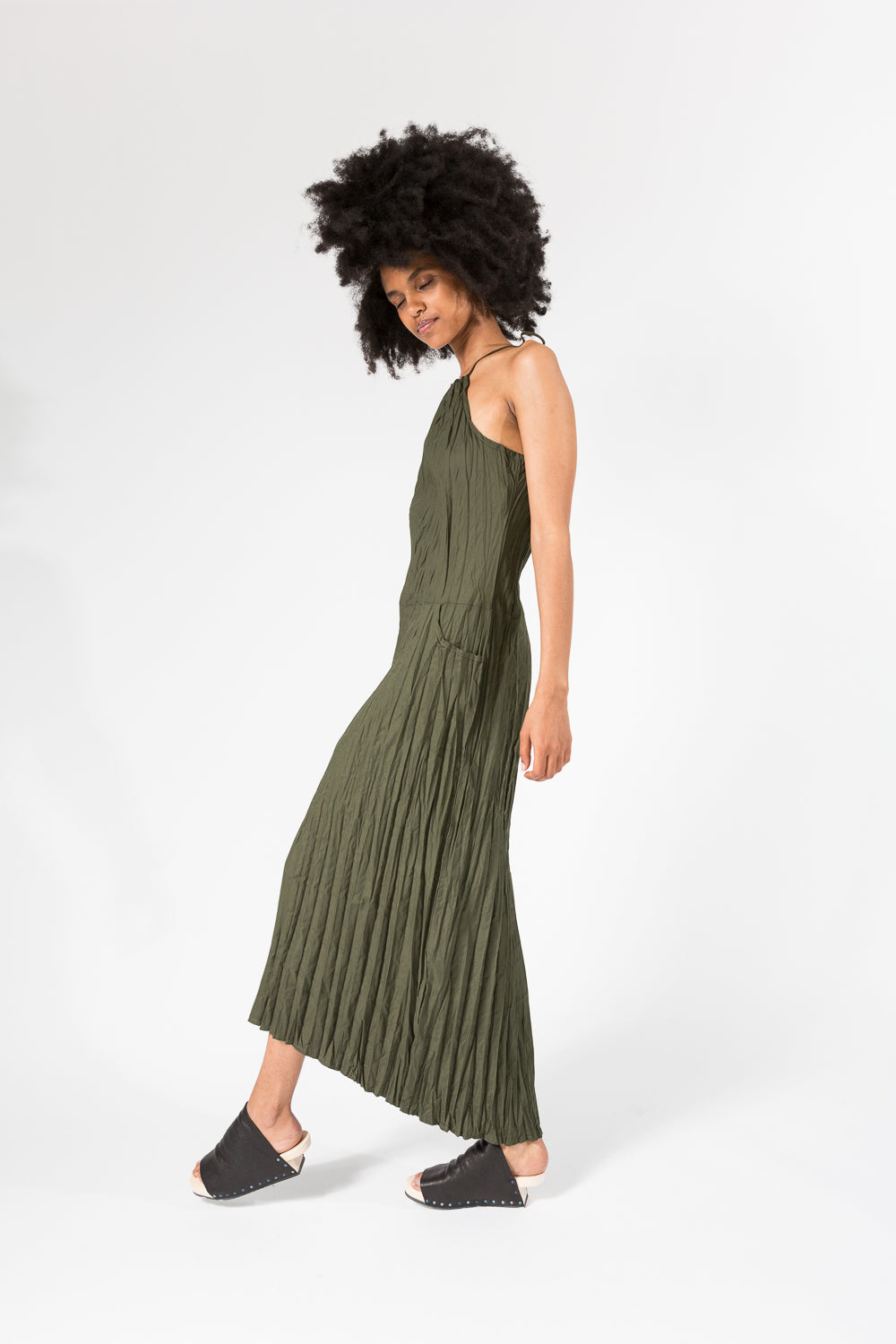 Twisted Maxi Halter Dress | Olive