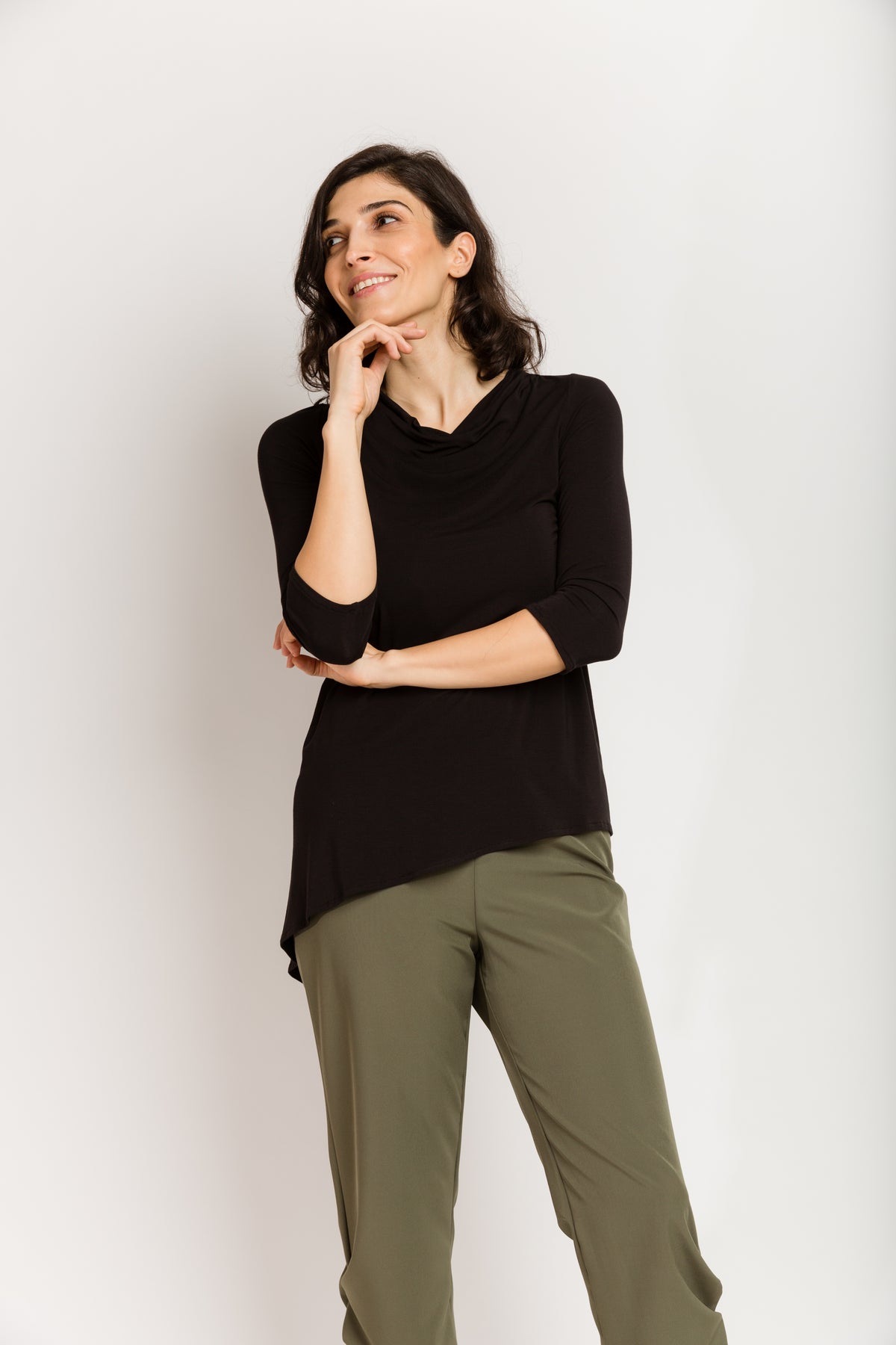 Trapezoid Tunic in Black Bamboo