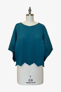 Chevron Pleated Lisbon Top | Teal