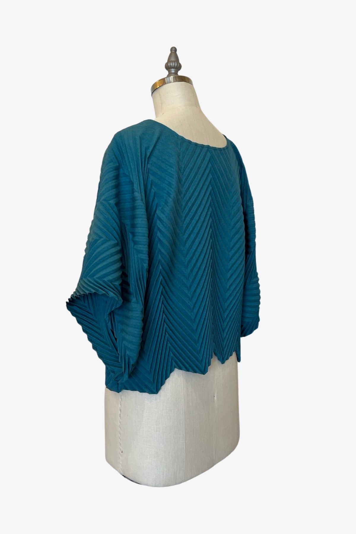 Chevron Pleated Lisbon Top | Teal
