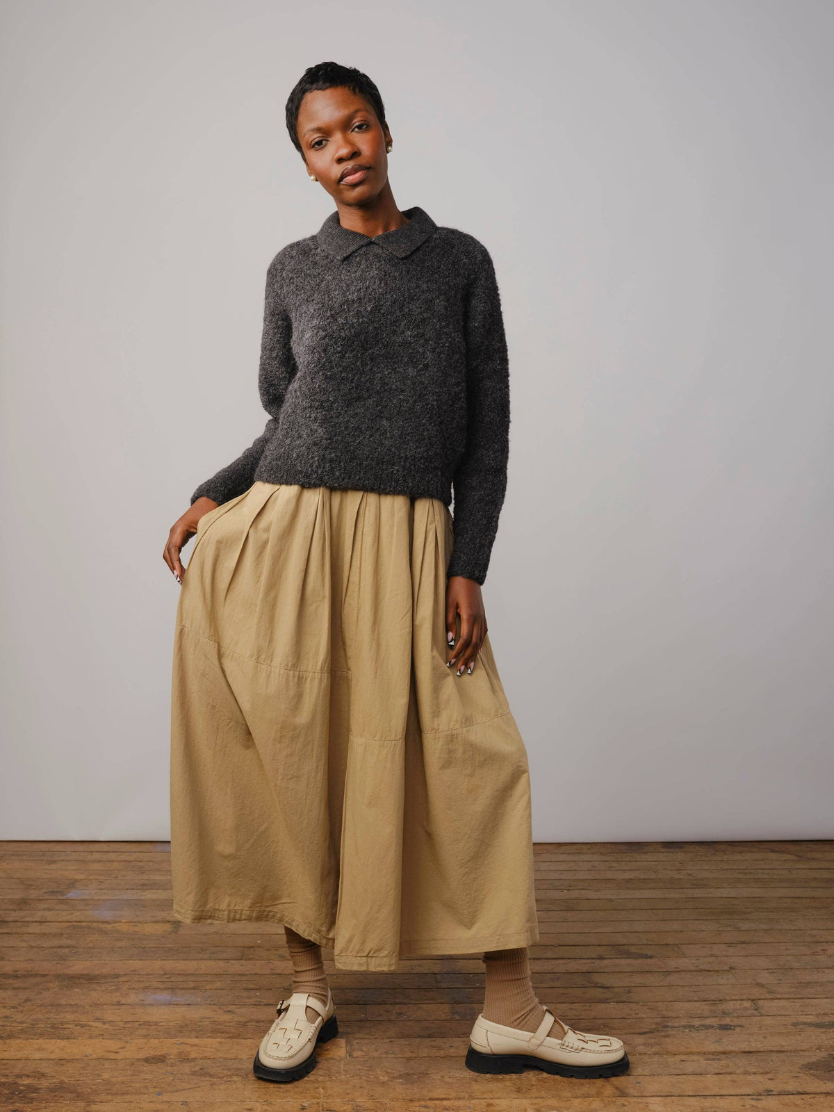 Ramona Bouclé L/S Polo | Anthracite