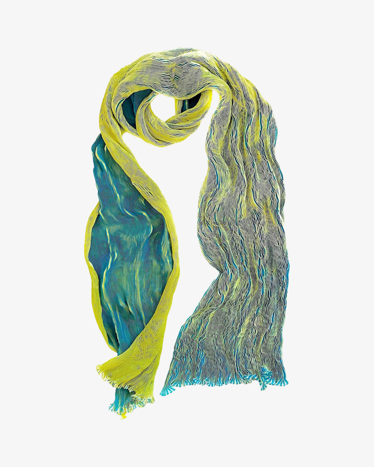 Tie Dyed Silk Scarf | Lime Green+Turquoise
