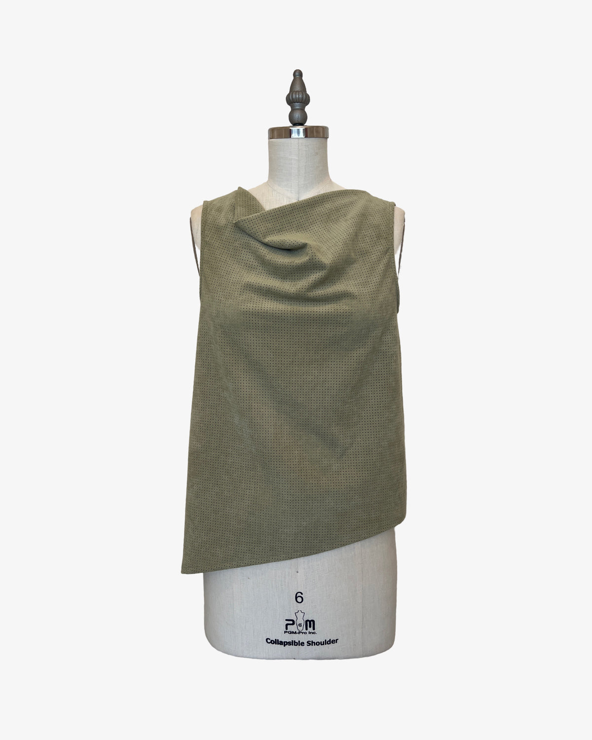 S/L Trapezoid Top | Sage Perforated Ultrasuede