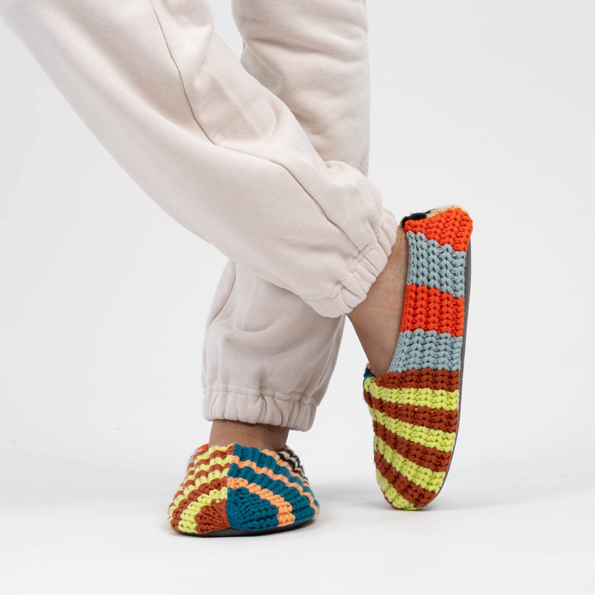 Patchwork Stripe Rib Slippers | Sport