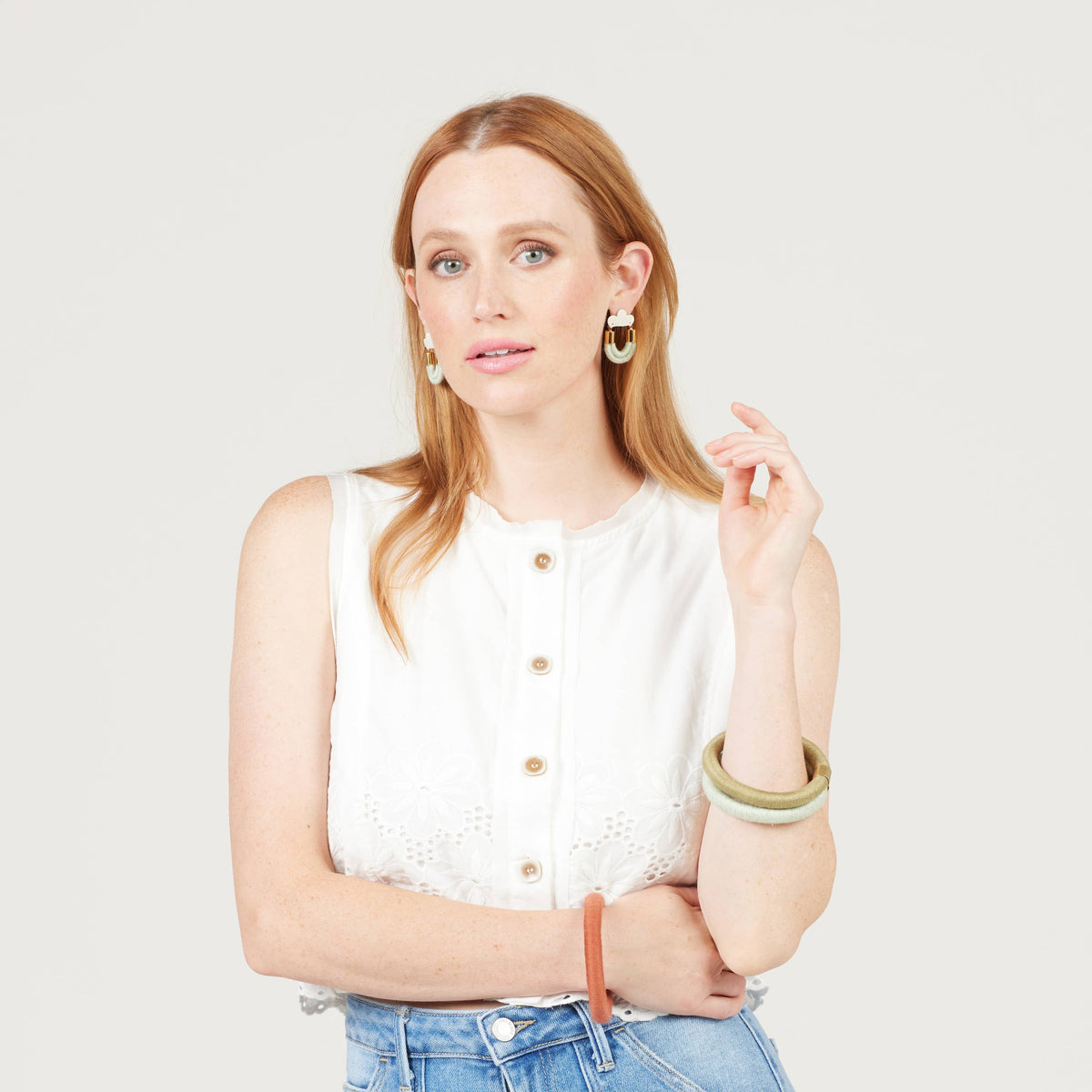 Simple Textile Bangle | Mint Wool