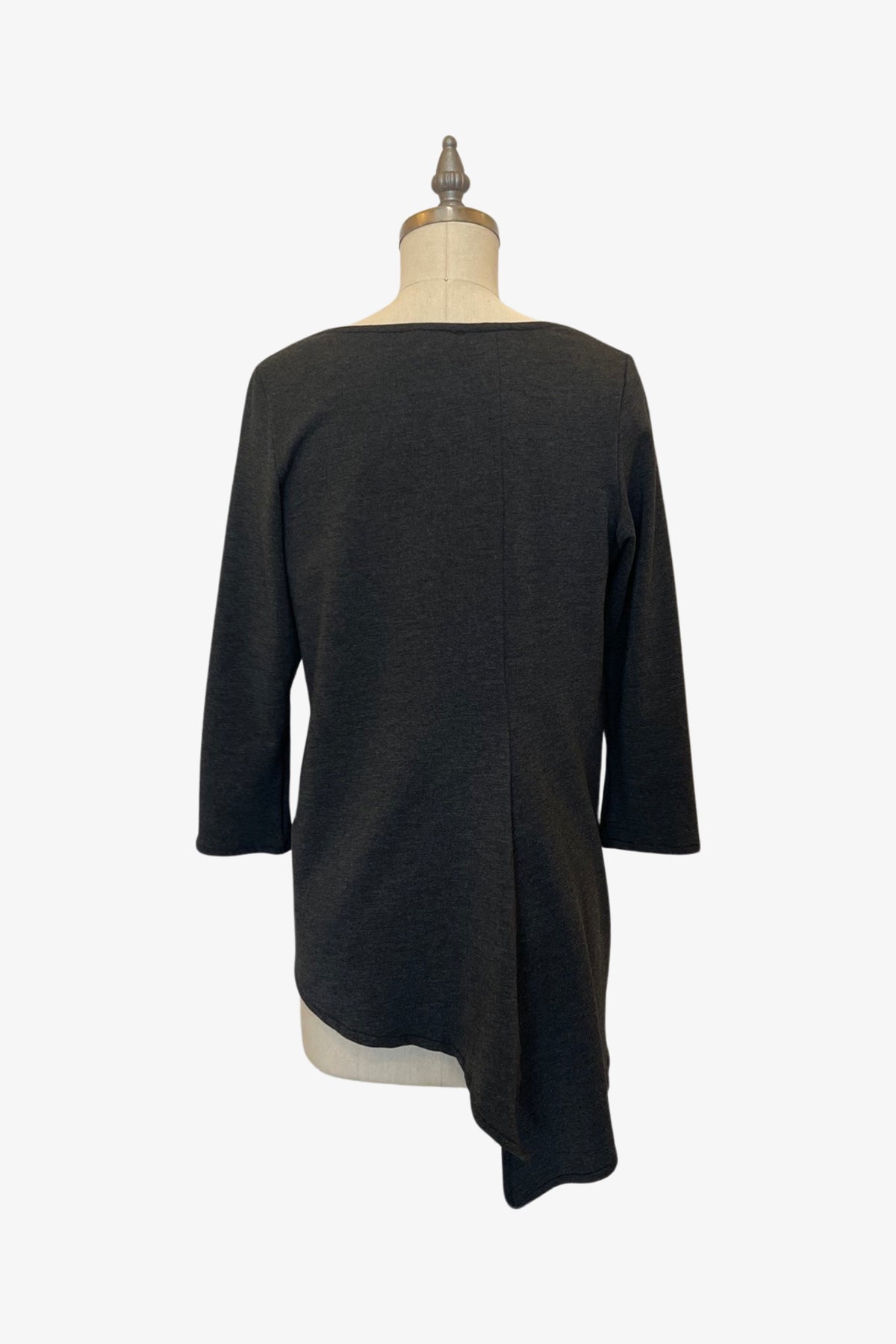 3/4 Sleeve Trapezoid Tunic | Charcoal Fleece