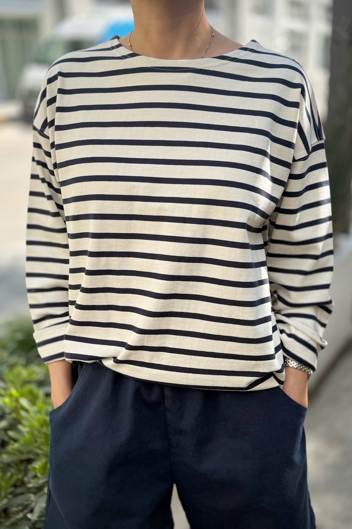 Marseille Top | Navy Stripe On Cream