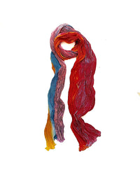 Tie Dyed Silk Scarf | Orange Reds Blue