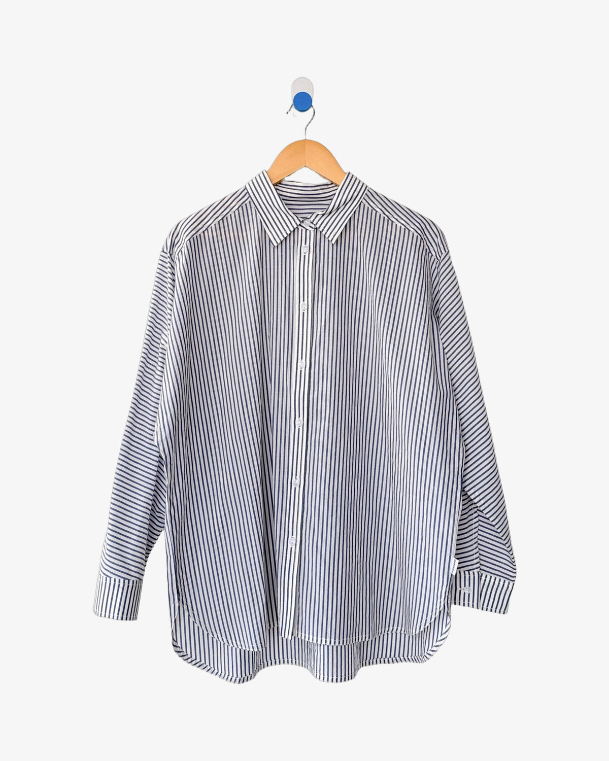 Light Weight Owen Shirt | Denim Stripe On White