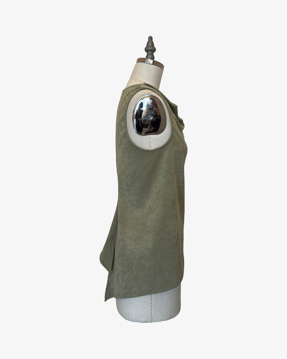 S/L Trapezoid Top | Sage Perforated Ultrasuede