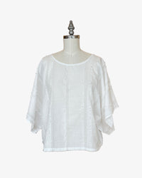 Lisbon Top | Textured White Stripe